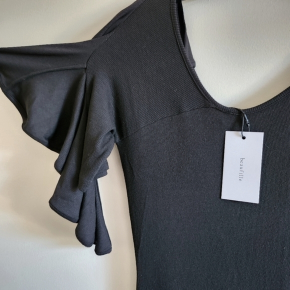 BEAUFILLE I NWT US S Dione Black One Shoulder Maxi Dress, Viscose Blend - Picture 7 of 14